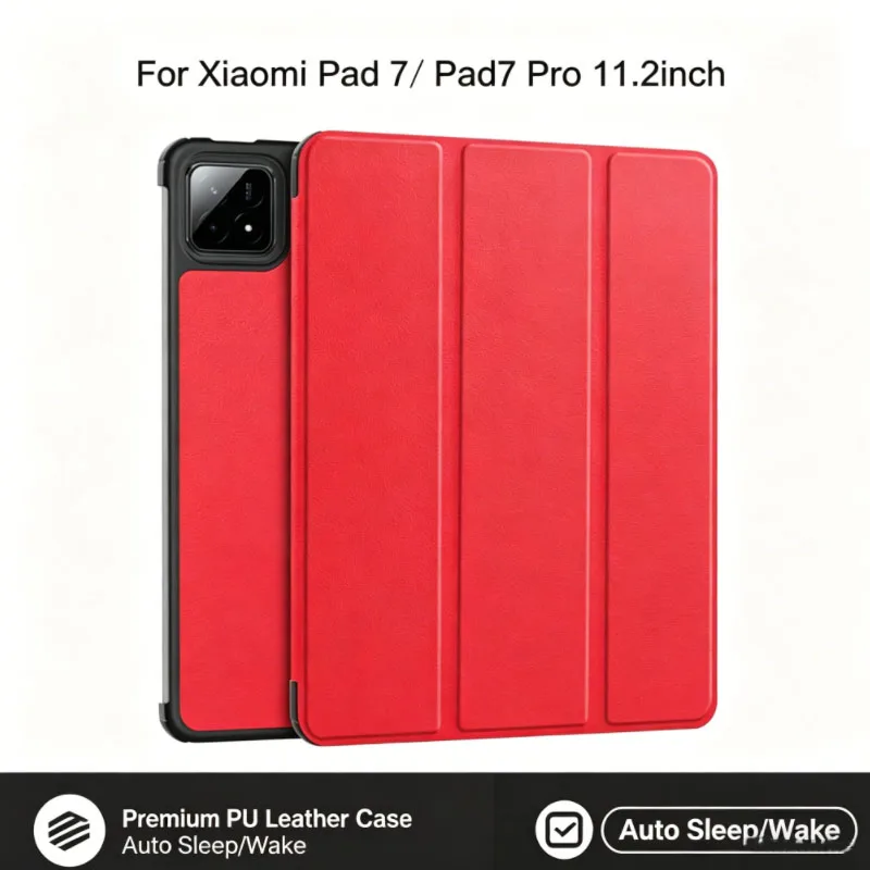 Leather Case For Xiaomi Pad 7 Pad7 Pro 11.2inch Tri-Fold Leather Magnetic Stand Tablet Funda For Xiaomi Pad7 7Pro 2024 Cover