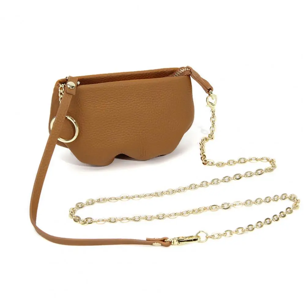 Zippered Storage Crossbody Bag Stylish Women's Crossbody Bag with Detachable Hollow Chain Faux Leather Material for Commuting