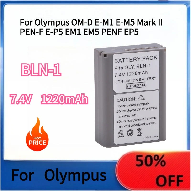 

BLN-1 Battery For Olympus OM-D E-M1 E-M5 Mark II PEN-F E-P5 EM1 EM5 PENF EP5