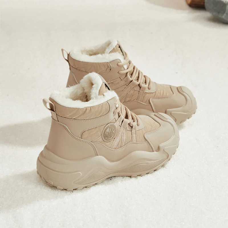 

Warm Fce Lined Snow Boots Women's Casual Sport Thi Bot Cotton oes Winter Warm ort Booties round Toe Low Heel