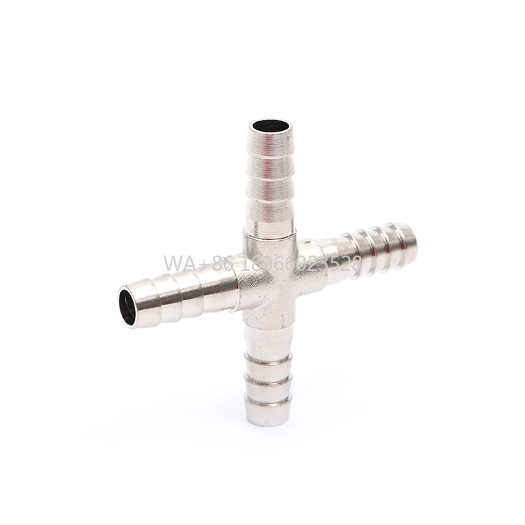 Фитинг для пневматического воздушного шланга из кованой латуни OEM 7–20 мм, никелированный перекрестный быстроразъемный соединитель, колючая насадка