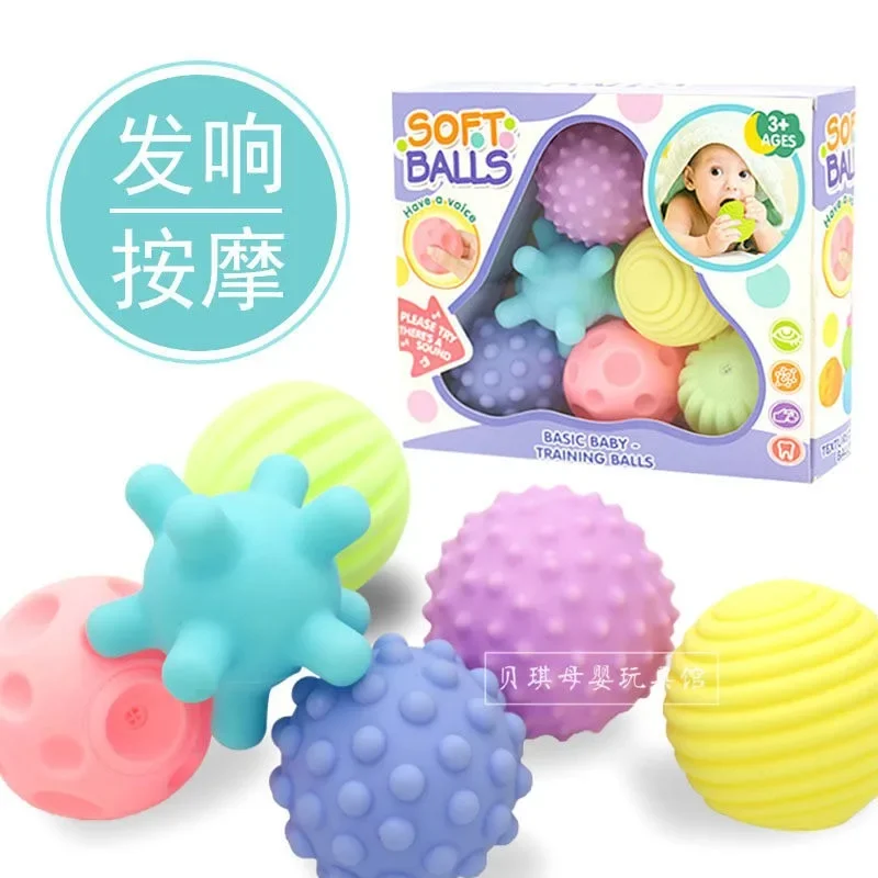

Baby Bath Toy Textured Multi Massage Ball Soft Hand Touch Balls Set Infant Tactile Senses Development Toys Baby Training Game