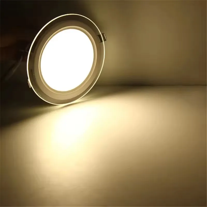 LED Panel Light Round Glass Panel Downlight 6W 9W 12W 18W Ceiling Recessed Lights Spot Light Indoor Lamps 85-265V