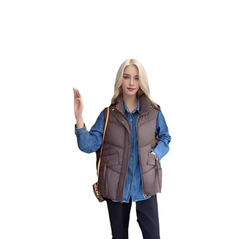 2024 New Autumn Winter Women's Jacket Long Long Parka Women's Down Cotton Thick Warm Jacket Windproof Casual Women's Vest