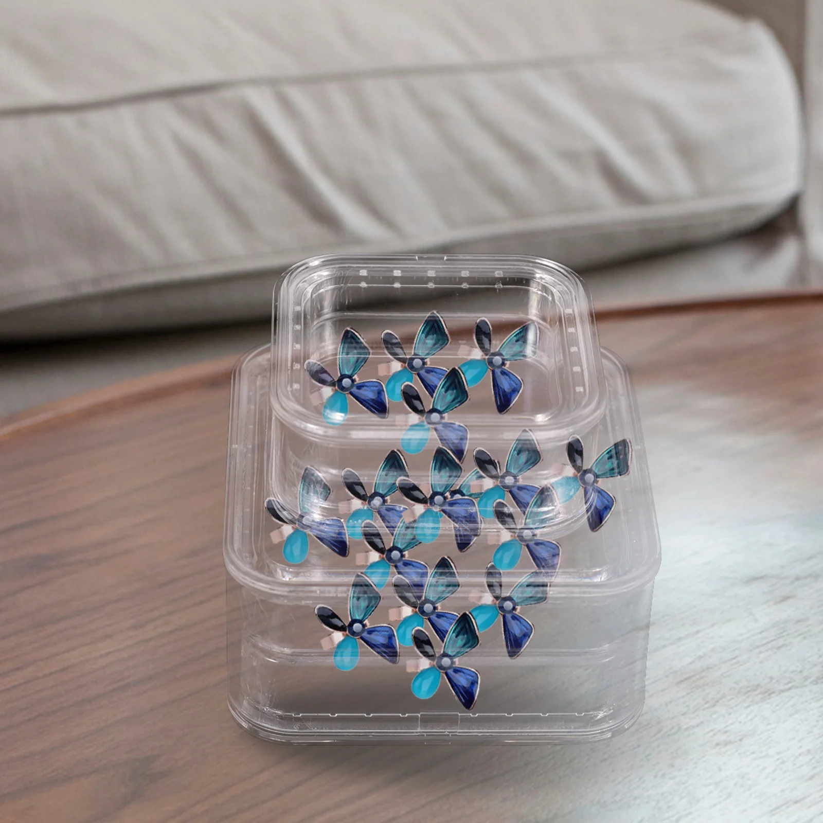 

2Pcs Small Jewelry Organizer Case Portable Film Sealing Box for Necklaces Earrings Rings Trinkets Moisture Proof Travel Storage