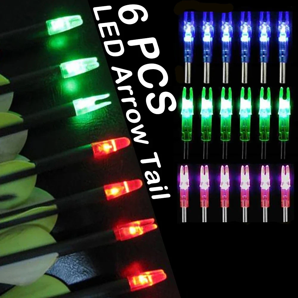 

6Pcs 6.2mm Inner Dia. Luminous Arrow Tails Glow-in-the-dark Arrow Tails Hunting Bow Branch Interpolative Light Arrow Tails