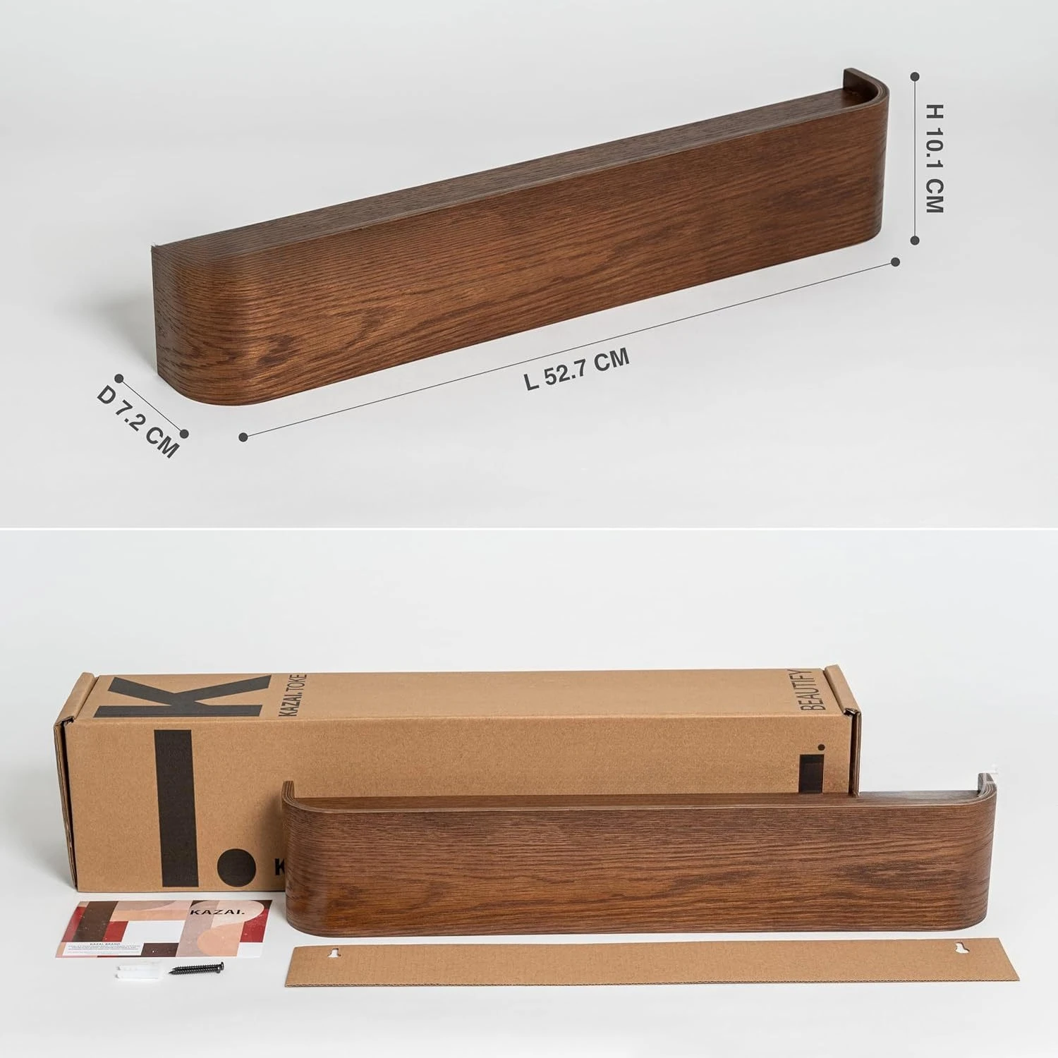 Walnoot wandhanger, kledinghanger voor de entree, wandkapstok, fineerhanger, wandkledingrek, kledingrek