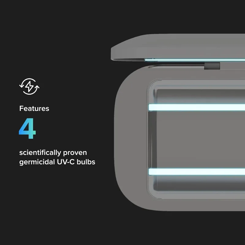 PhoneSoap Pro UV Smart Phone Sanitizer, Universal Cell Phone Charger Box, patenteado e clinicamente comprovado, 360 graus UV-C Desinfecção