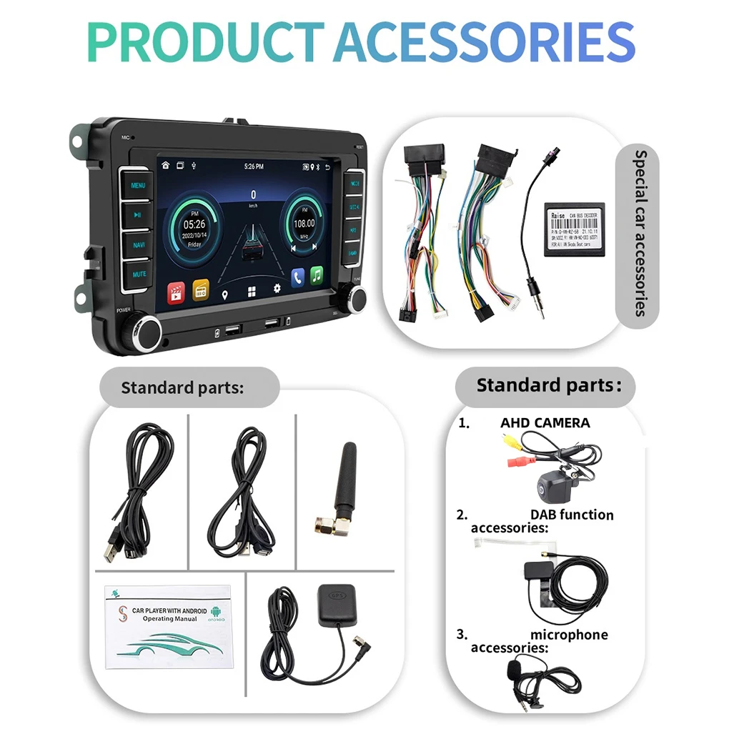 Black Cutting-Edge Car Radio With Steering Wheel Learning Built-in G-PS Receiver DAB Built-in WI-FI 2+32G