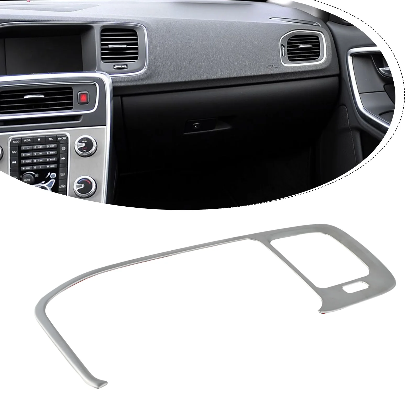 الفولاذ المقاوم للصدأ/مركز السيارة الملاحة/اللوحة/غطاء إطاري لفولفو S60 2011-2016 الملحقات الداخلية الديكور #1