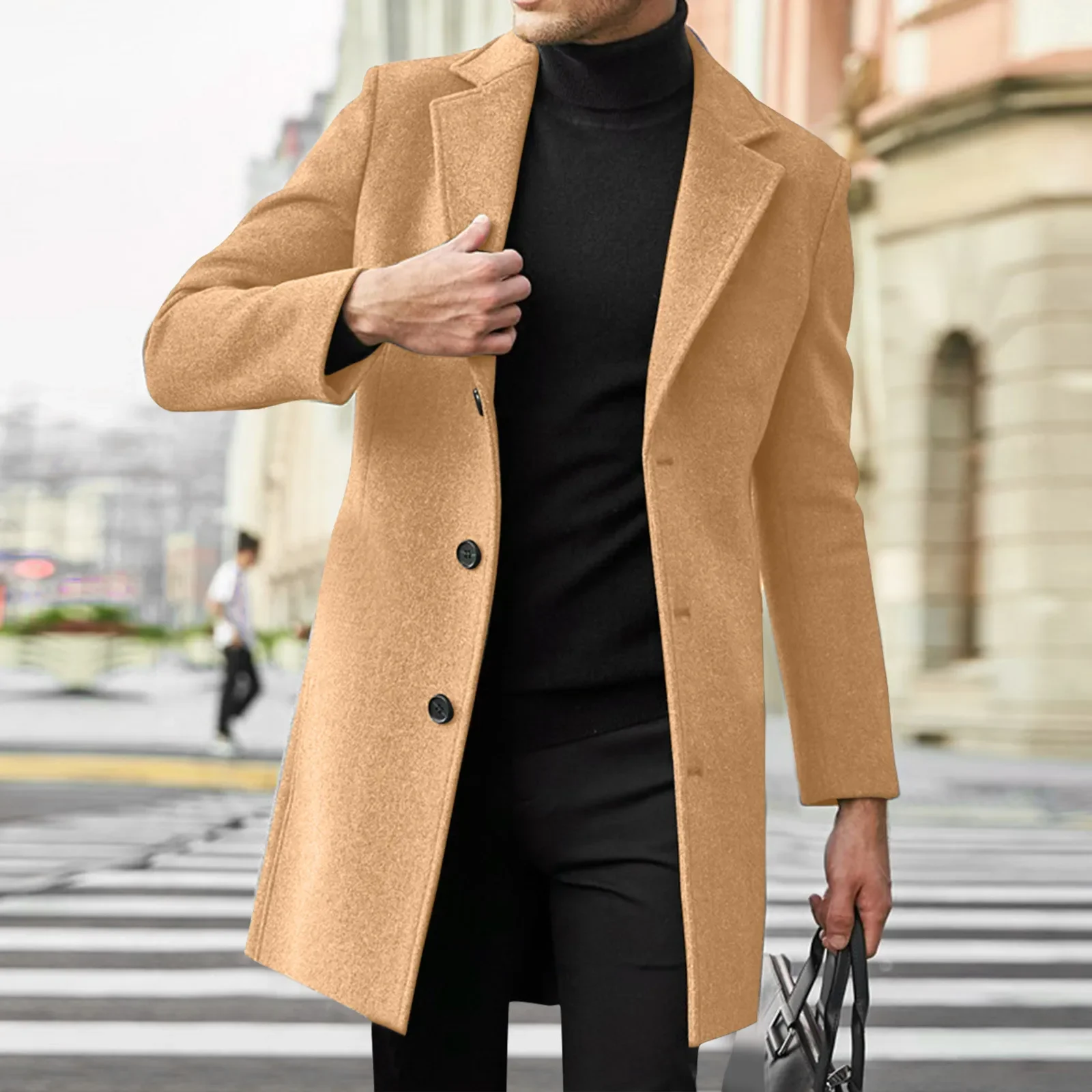 2025 Moda para hombre Lana y mezclas Gabardina de negocios informal para hombre Abrigo de ocio para hombre Estilo punk mezclas Chaquetas antipolvo Abrigos