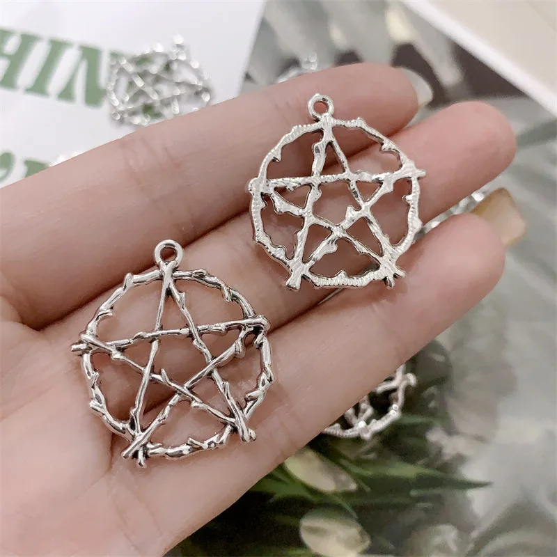 6pcs 28*26mm Charms Maimang Star, Punk Gothic Pendant For DIY Necklace Earrings Handmade Jewelry Making