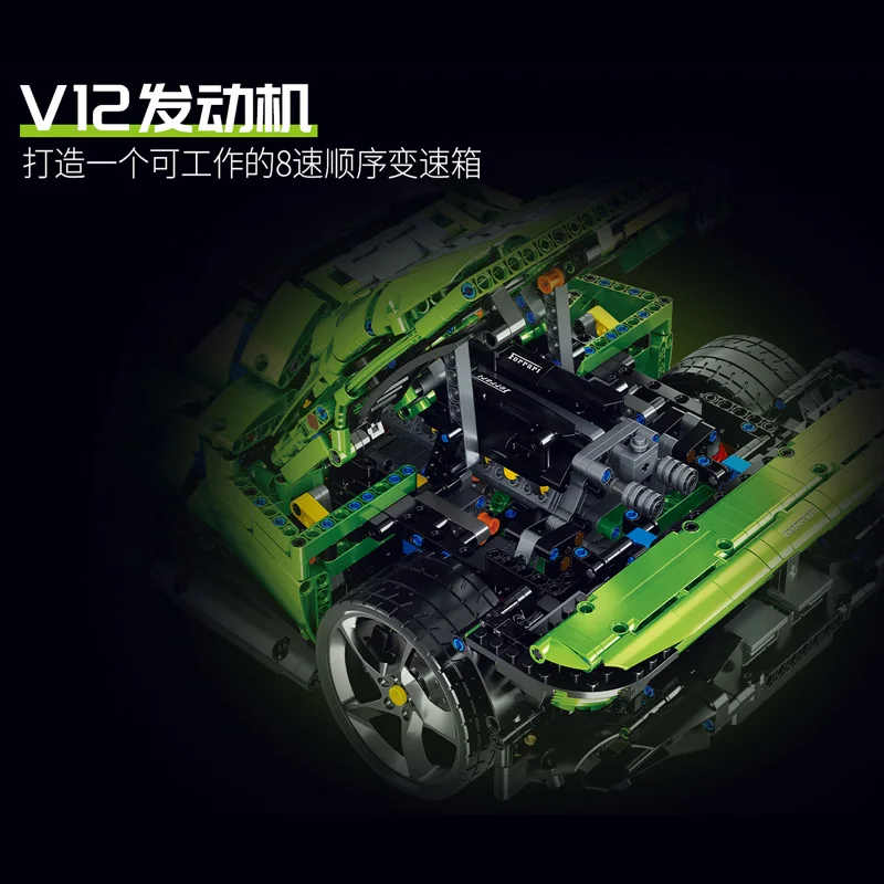 IN STOCK Creativity Green Sports Car SP3 Technical Building Blocks Bricks 3778pcs Assembling Model Toys for Children Gift Set