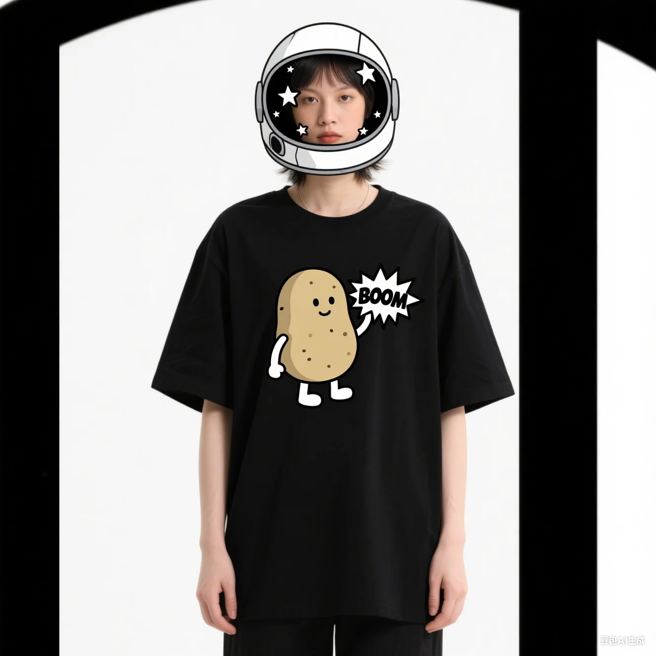 

Astronaut Potato Boom Space Adventure pattern T-shirt is comfortable, sporty and casual for both men and women
