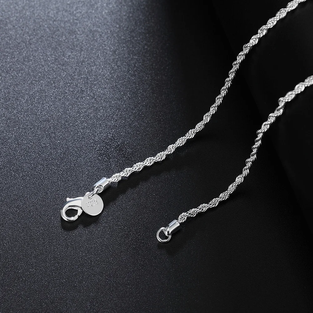 

Korean Fashion Jewelry Party Festival Gift Jewelry 925 Sterling Silver 2MM Flash Twisted Rope Men's and Women's Necklace