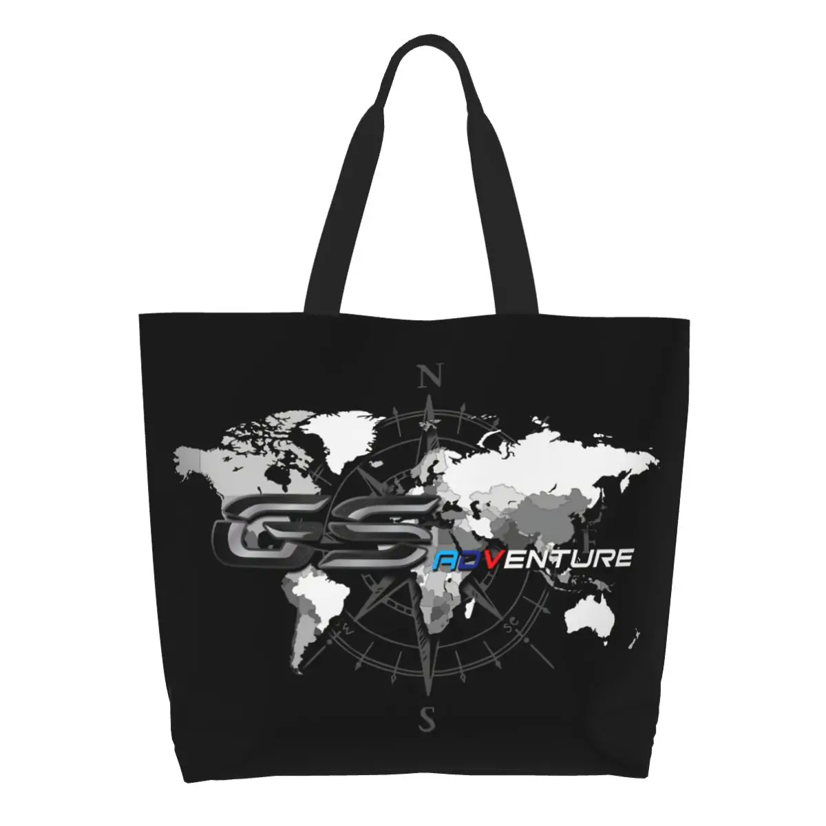 Funny GS Compass Motorcycle Adventure Map Shopping Tote Bags Reusable Enduro Race Canvas Groceries Shoulder Shopper Bag