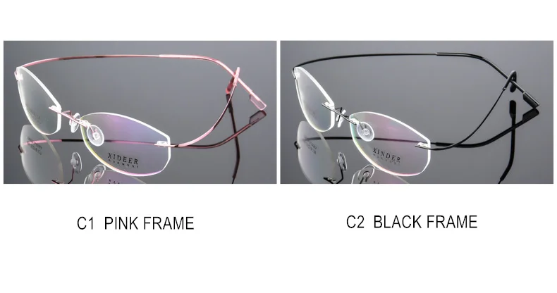 Randlose Brillen für Kurzsichtigkeit sphärisch -0.5 bis -8.0 zylindrisch -0.5 bis -2.0 Titanlegierungsgestelle für Damen und Herren Blaulichtfilter oder photochrome Gläser F093 – Detail 12
