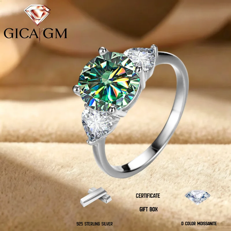 3 Carat D Color VVS1 Moissanite Ring in 925 Sterling Silver Luxury Wedding Jewelry for Women with Classic Four-Prong Setting