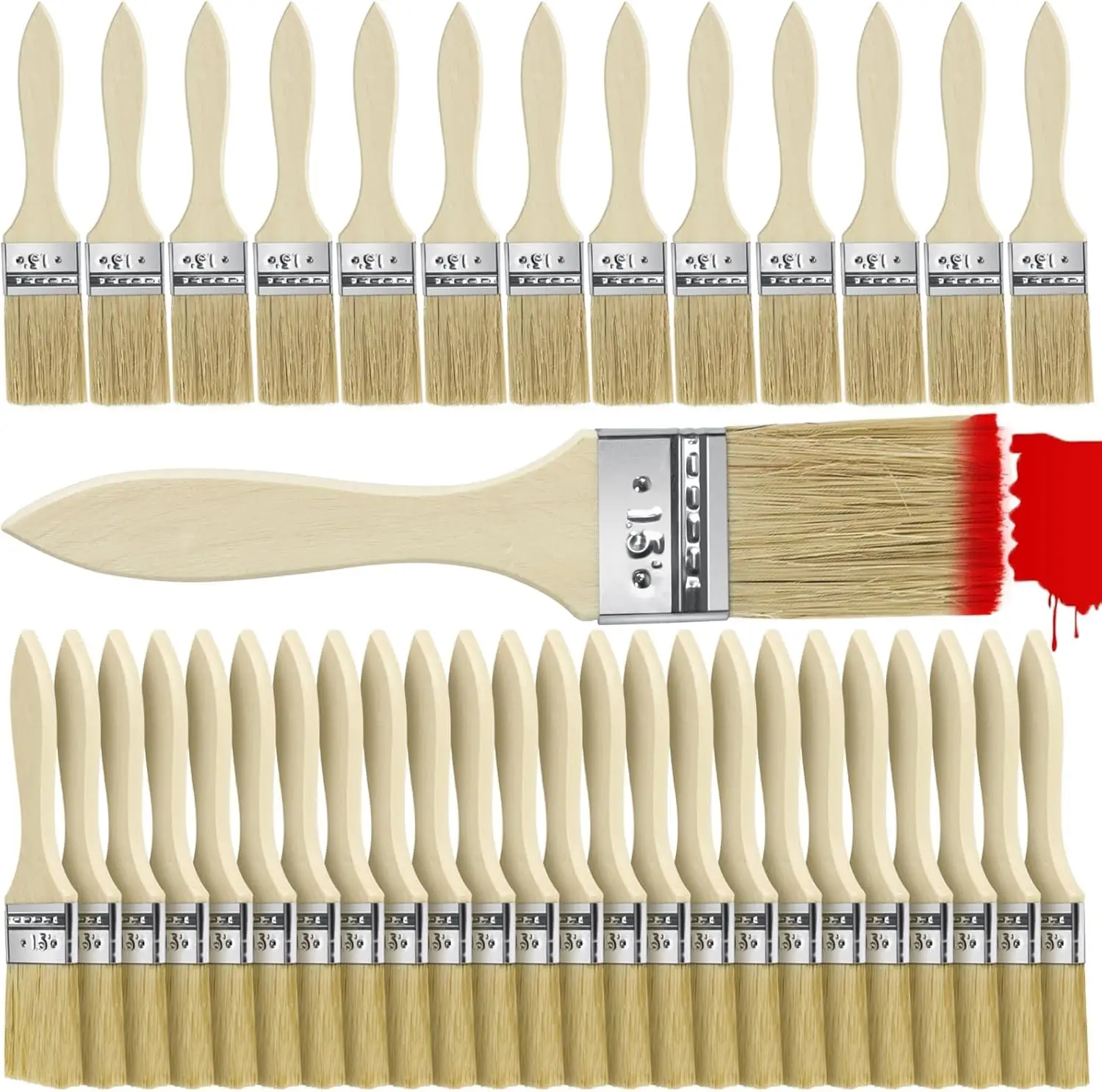 

48 Pack 1.5 Inch Paint Brushes, All-Purpose Chip Brush Set for Painting, Stains, Varnishes, Epoxy, Glue, Gesso, Walls & Wood