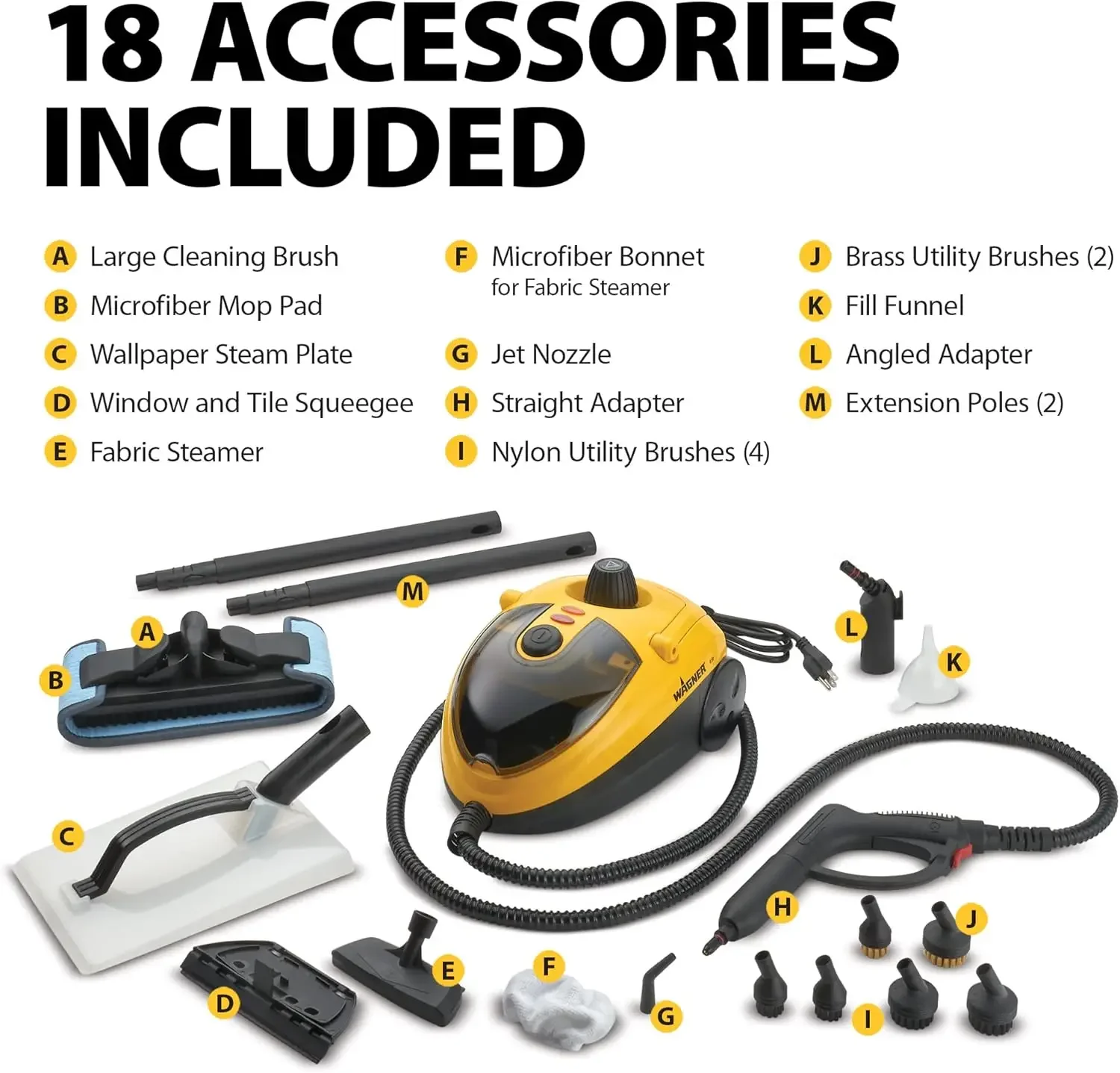 Wagner 0282014 915e On-Demand Steam Cleaner & Wallpaper Removal, Multipurpose Power Steamer, 18 Attachments Included (