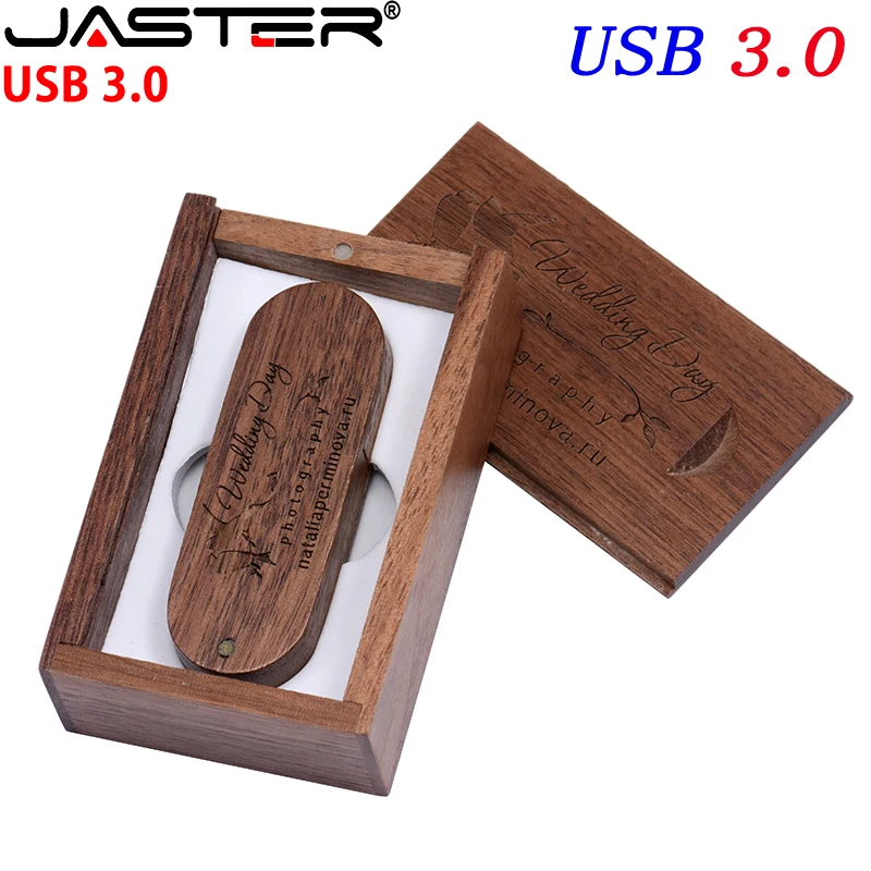 Imagem -03 - Jaster 10 Peças Lote Rotativo Usb 3.0 Flash Drive 128gb Logotipo Personalizado Gratuito Presente Criativo Memória Vara 64gb Caneta de Madeira Vermelha 32gb