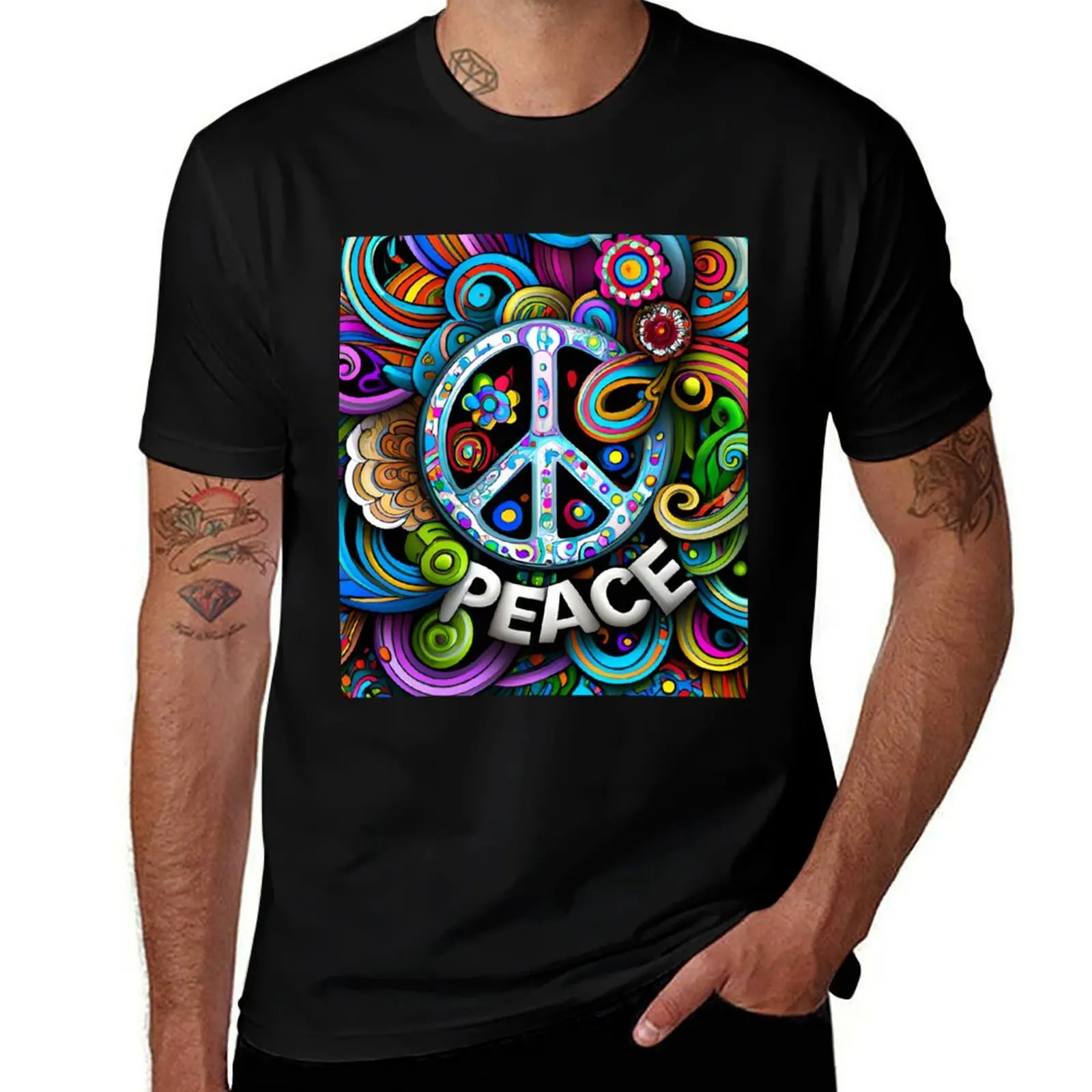 

Colorful and Crazy Peace Sign T-Shirt custom shirt cute tops clothes mens graphic t-shirts hip hop
