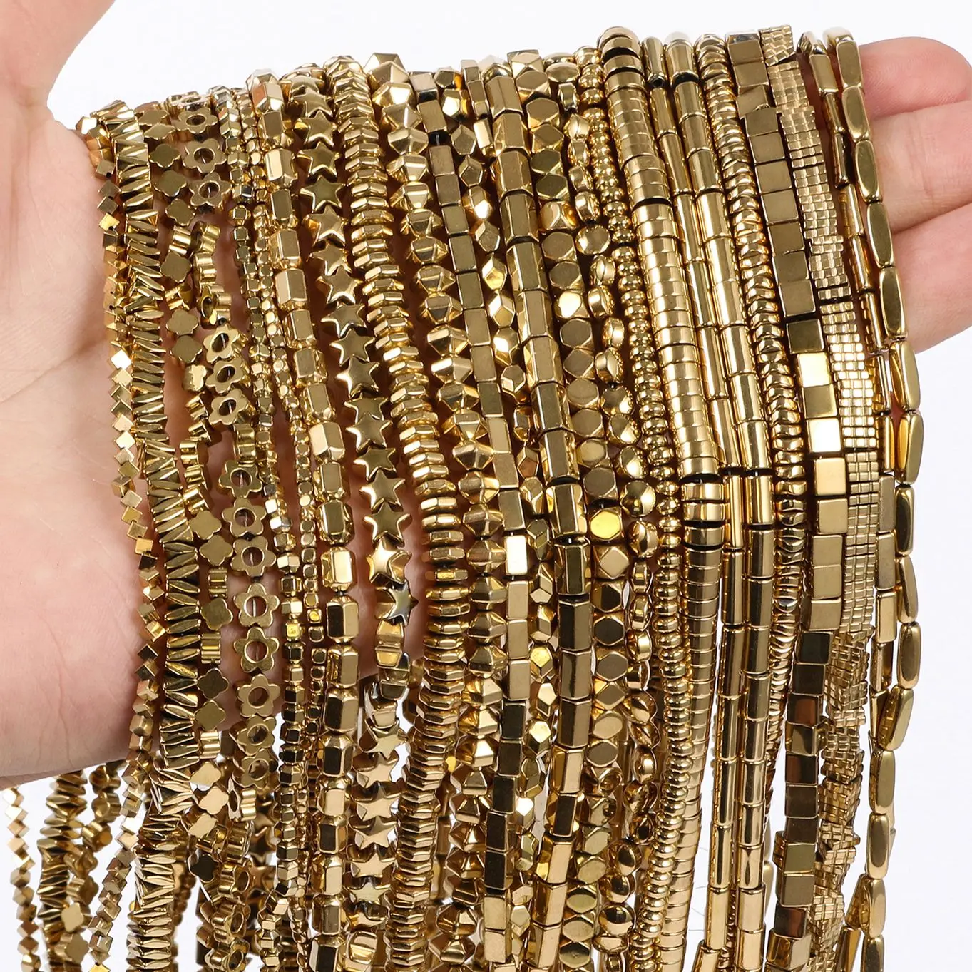 Natural Stone High Quality Hematite Bead Gold Color Plated Hematite Spacer Loose Beads for Jewelry Making Diy Charms Bracelets