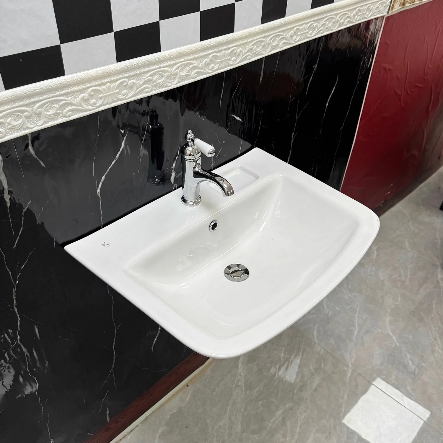 

Y Минималистичный ретро настенный умывальник, керамический бытовой большой умывальник для ванной комнаты, подвесной