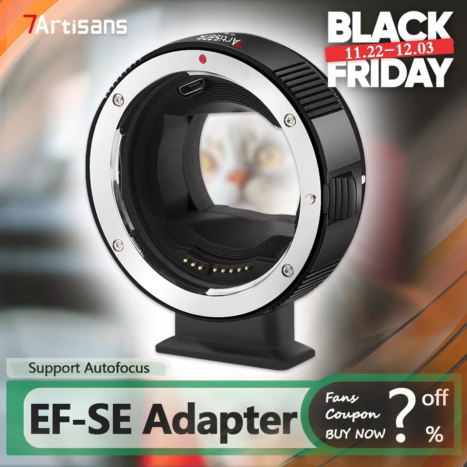 7artisans EF-SE Auto Focus Camera Lens Adapter Accessories Compatible for Canon EF/EF-S Lens and Sony E mount Camera A7R3 ZVE10