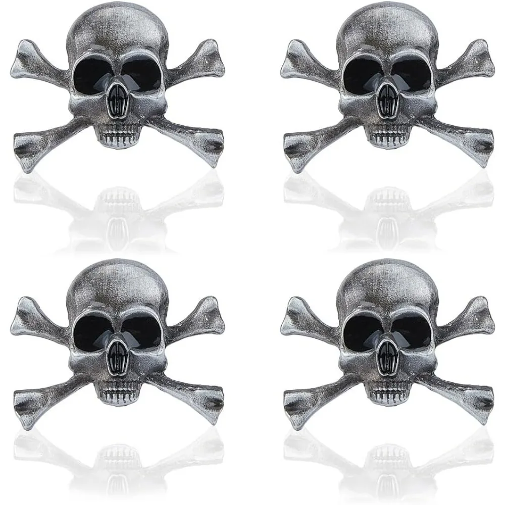 4 Stück Gothic Totenkopf Brosche Punk Stil Skelett Brosche Totenkopf und gekreuzte Knochen Skelett Brosche Legierung Totenkopf Abzeichen Pin Halloween Kostüm