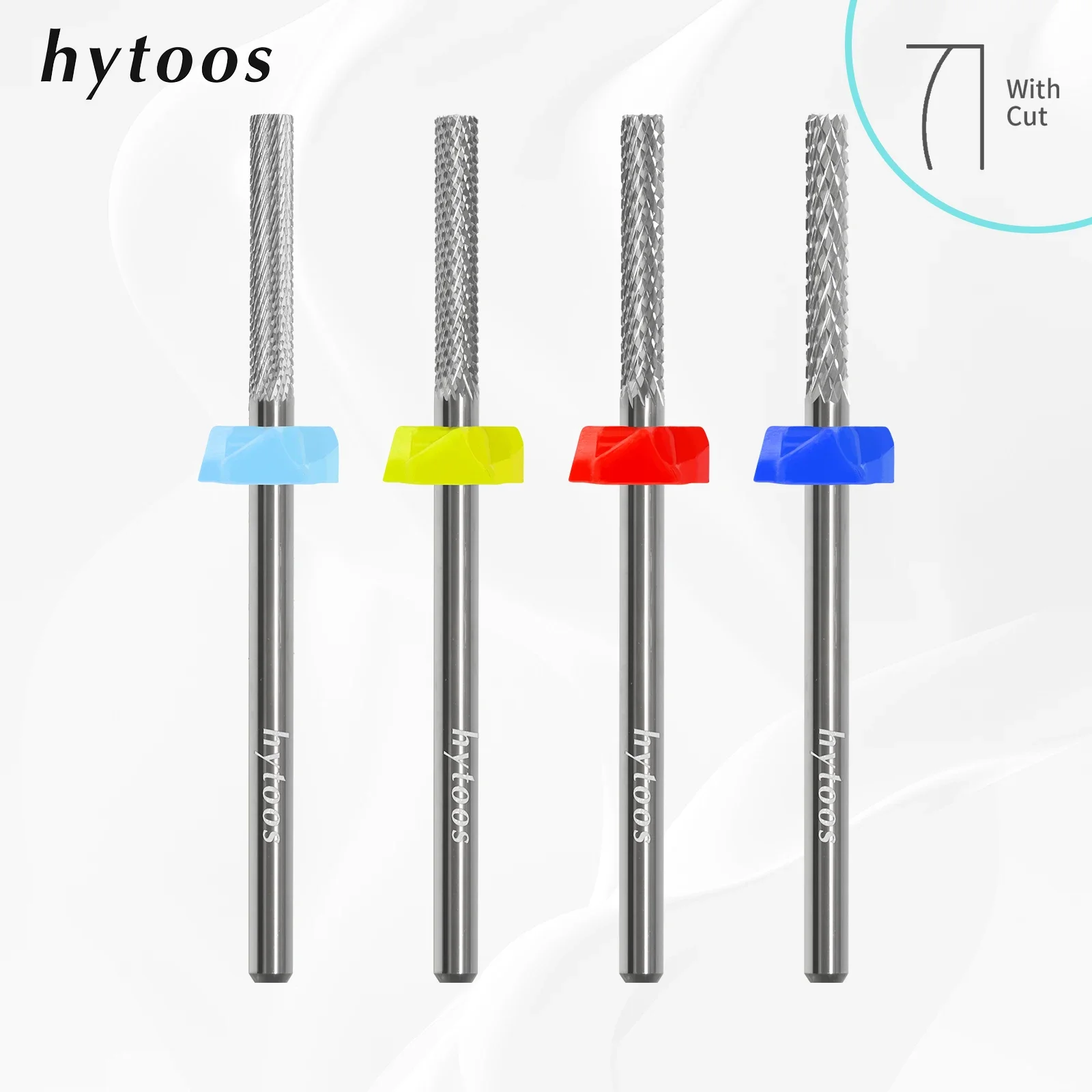 HYTOOS-Forets à ongles en carbure, coupe supérieure, mini baril, mèche à ongles propre, enlever les ornements, gel souple, accessoires de perceuse électrique