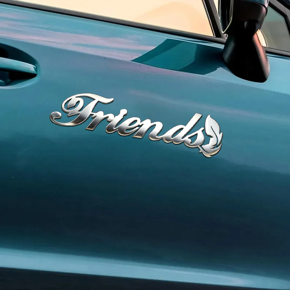 

Custom Art Font Feather Note Name Metal Car Body Side Stickers Stainless Steel Waterproof Logo Badge Emblem Motorbike Supplies