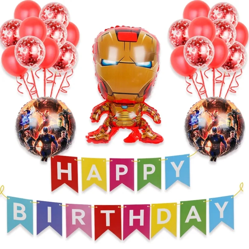 Ensemble de ballons décoratifs pour anniversaire, thème Marvel Avengers, Spider Man, Iron Man, MEDK