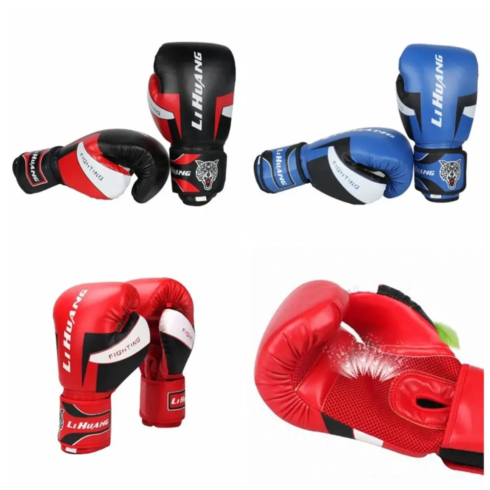 

1 Pair of PU Leather Boxing Gloves Breathable Holes Wear Resistance Training Gloves Good Toughness Protecting Hands