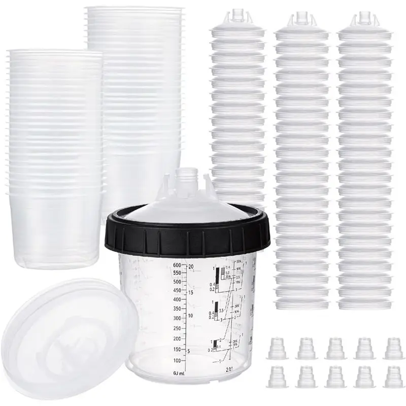 

Набор для смешивания и хранения краски COME, 20 унций (600 мл), 50 штук с крышками, включает 1 жесткий стакан с фиксирующим кольцом и 20 заглушек.