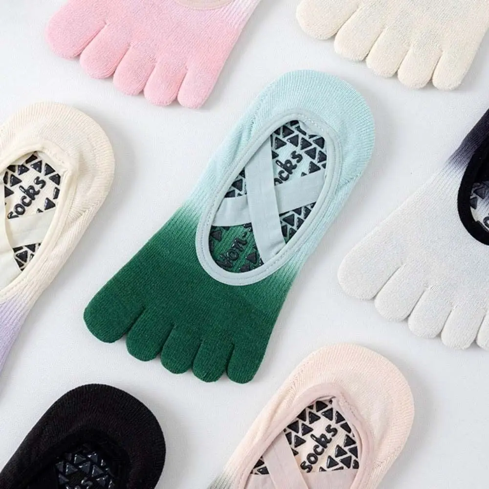Casual Anti-Slip Sports Five Finger Socks Gradient Color Split-toed Women Yoga Socks Low-Cut Thin Yoga Short Hosiery Dance