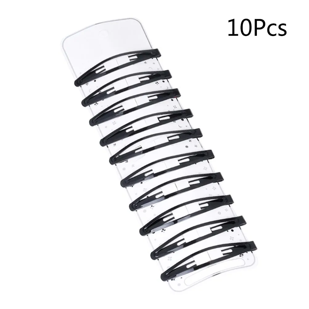 10 Pcs Black Barrettes Bangs Hair Clips Bobby Pins Girls Snap Hairpins Kids Metal Paint Frosted Hairpins Black Tone Snap