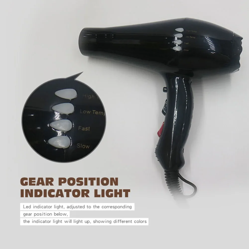 Asciugacapelli professionale da 6000W per salone ad alta velocità vento forte 6 marce ventilatore leggero a basso rumore con 2 ugelli