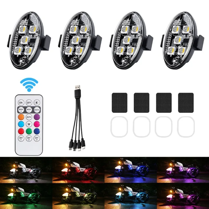 RGB Car Strobe 5 Lights Motorcycle LED Flash Rechargeable Wireless Light Aircraft Airplane Helicopter Warning Lights Accessories