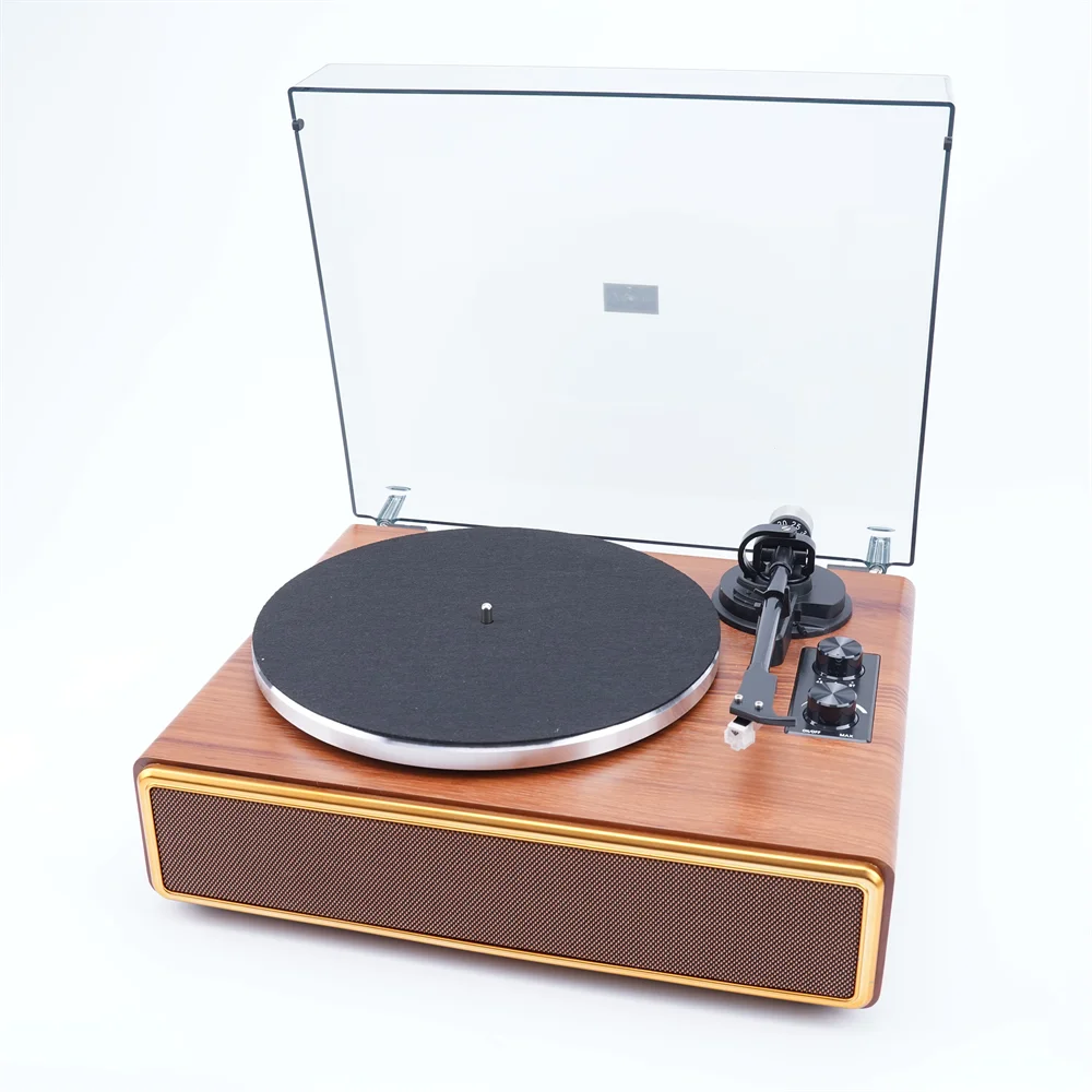 2024 جهاز استقبال بلوتوث خشبي 5.0 فونوغراف عتيق مشغل تسجيلات فينيل القرص الدوار العتيق مع مكبر صوت مدمج