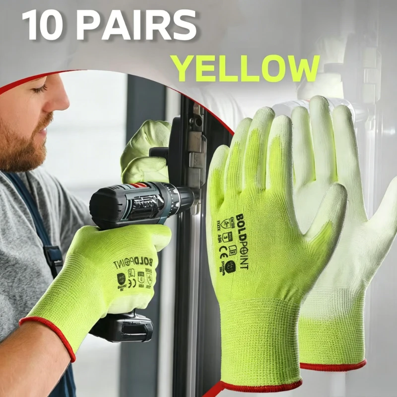 10 組の PU コーティングされた作業用手袋、新品の産業用 - Woodworking Gloves のレビューと価格