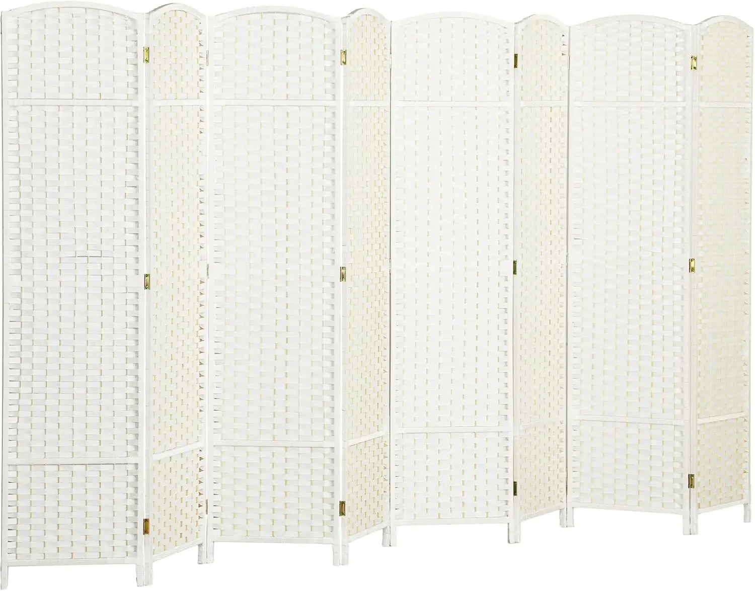 Room Divider, 8 Panel Folding Privacy Screen, 5.6' Tall Freestanding Wall Partition for Home Office, Bedroom, White