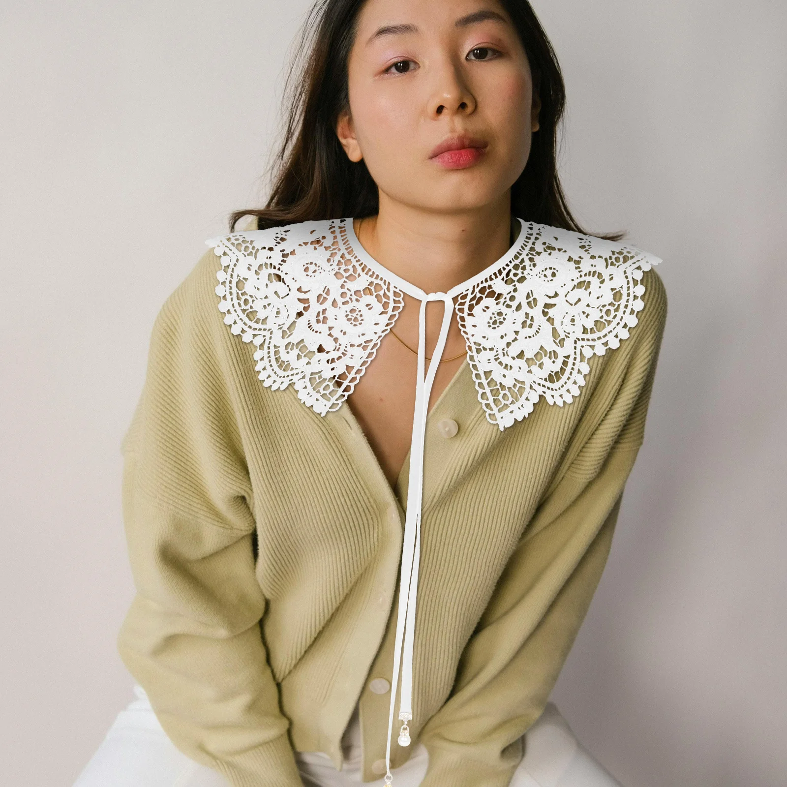 Collar falso de encaje calado Floral desmontable para mujer, accesorio de cuello de camisa, blusa elegante, mejora, versátil, informal, Formal