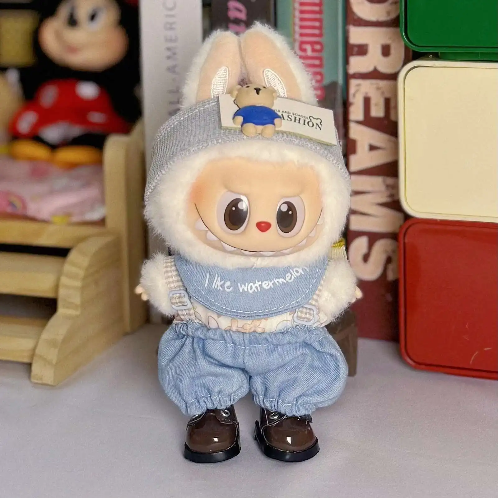 

original 17cm labubu clothes outfit Plush doll clothes Macaron Cute Clothing DIY Kid Gift Clothes Hair accessories v1v2 clothes