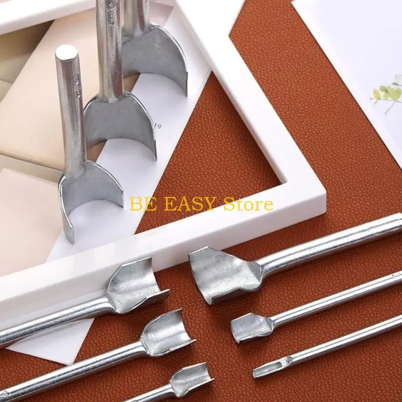 

E28F 12 шт. полукруглый пробойник из дерева, кожи, края, пуходерка, инструмент для полировки, рабочий инструмент для обработки