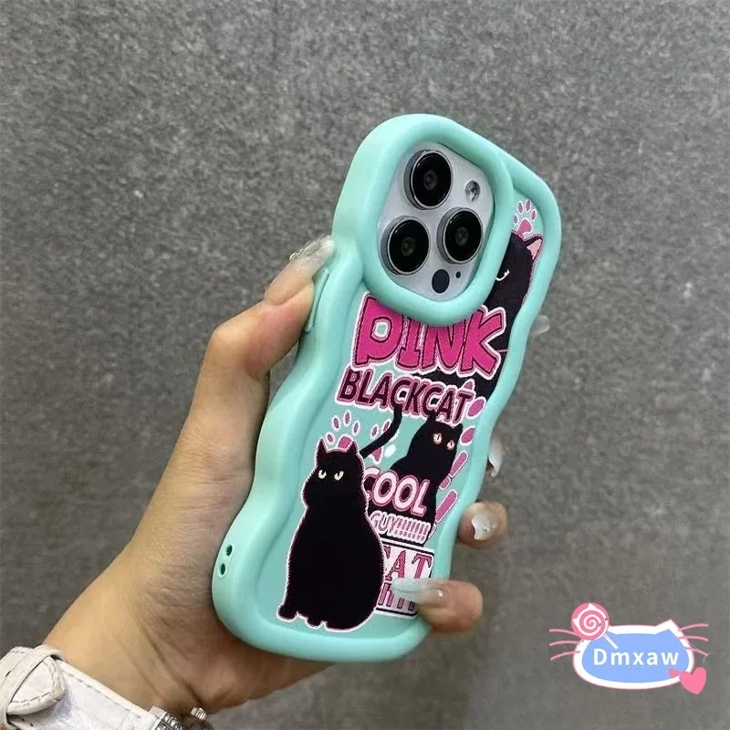 

For OPPO A60 A40 A40M A3 Pro A3X A18 A38 A79 A78 A76 A96 A58 A57 A57S A57E 2022 Phone Case Cute Cat 3D Wavy Color Soft Cover