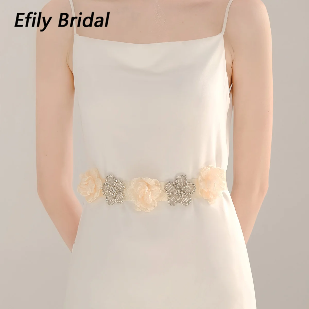 

Efily Elegant Rhinestone Flower Bridal Belt Bride Accessories Wedding Party Prom Dress Belt Sash for Women Bridesmaid Gift