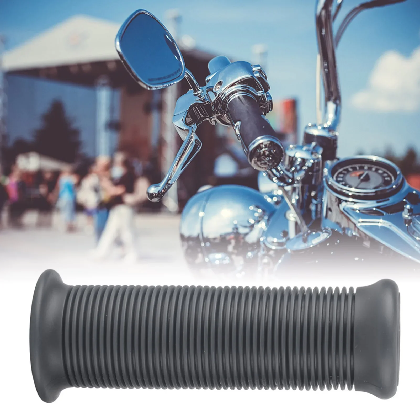Pair Of 1inch 25mm/ 1.1inch 28mm Universal Motorcycle Vintage TPU Handle Handlebar Grip Black image 5