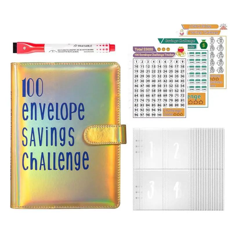 Money Challenge Binder com dinheiro Envelopes, Orçamento Binder, Divertimento, 100 Envelopes