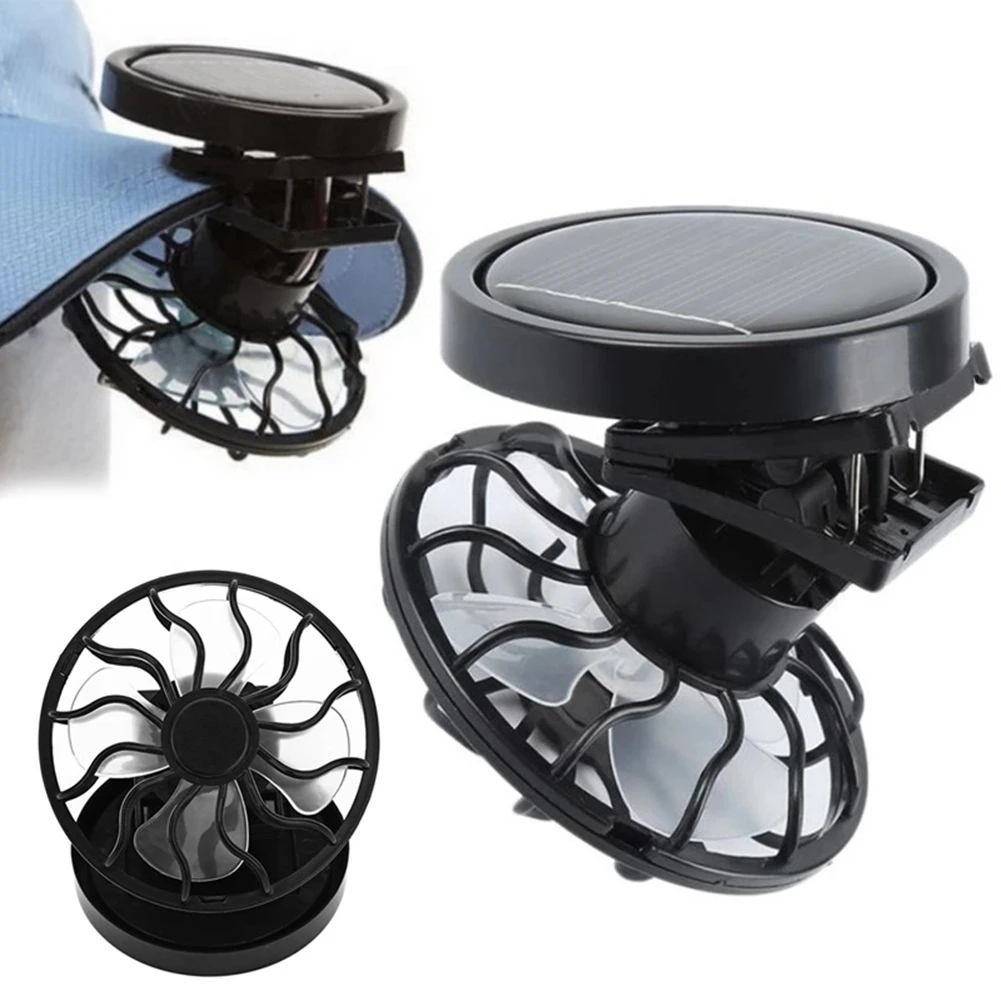 1PCS Portable Solar Powered Fan Clip Climbing Cooling Fan Camps Wilderness Summer Hand Held Hat Cap Fan